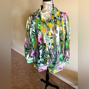 Vibrant sheer top and short combo